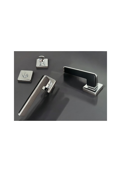 Duo Zamak Zk06 Mat Sitah Krom Kare Rozetli Wc Banyo Kapı Kolu Çift Renk 1 Takım