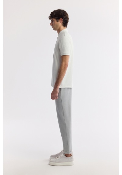 Avva Erkek Beyaz Polo Yaka Jakarlı Elastan Regular Fit T-shirt A51y1059