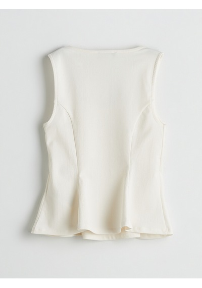 Lcw Vision Ekru Kare Yaka Peplum Bluz