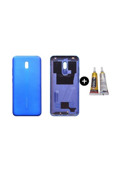 Redmi 8a Uyumlu Full Kasa Arka Pil Kapağı Mavi + B7000 Çok Renkli