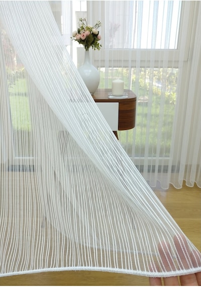 Evdepo Home Kullanıma Hazır Çizgili Tül Perde (540652084)