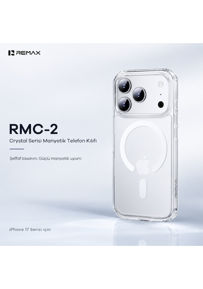 Remax Crystal Series Apple iPhone 17 Pro Max Magsafe Uyumlu Kristal Şeffaf Kılıf Darbe Emici Bayer Silikon Rmc-2 Remax Crystal Series Apple iPhone 17 Pro Max Magsafe Uyumlu Kristal Şeffaf Kılıf Darbe Emici Bayer Silikon Rmc-2