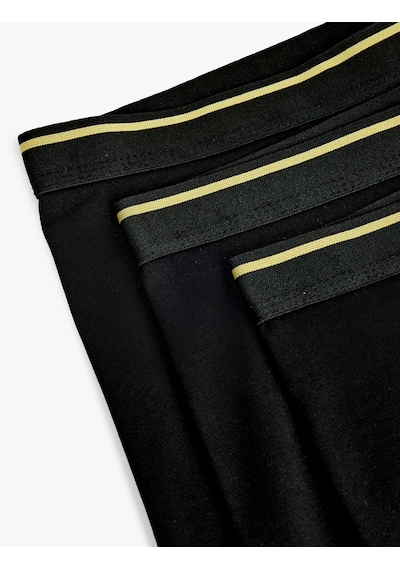 Koton Regular Fit Şerit Detaylı Basic Pamuklu 3'lü Boxer Seti Antrasit Desenli 6slm90023mk
