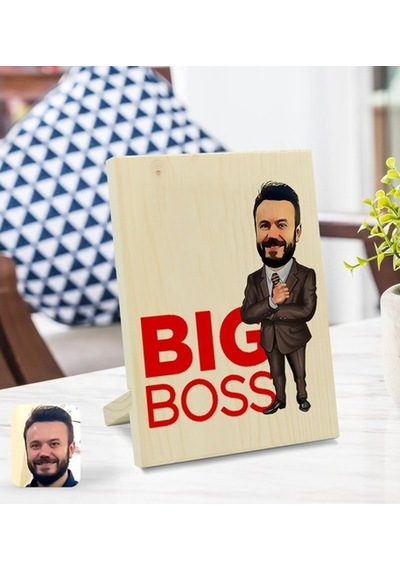 Kişiye Özel Erkek Big Boss Karikatürlü Dekoratif Ahşap Çerçeve Mo (539866597)