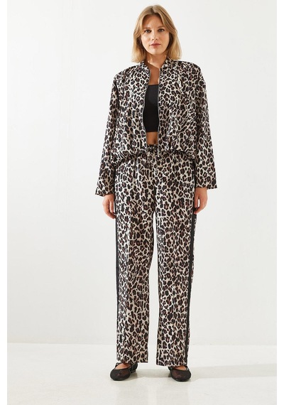 Shade Kadın Yan Çizgili Leopar Jogger Pantolon Mbms015 60501015 - Leopar