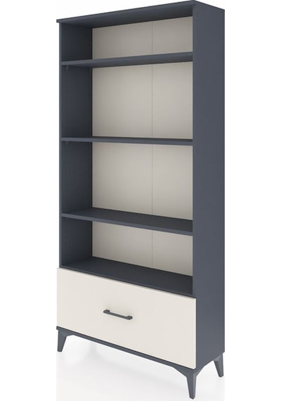 Arges Dolap 4 Raflı Tek Çekmeceli 88x30x182 Antrasit-aytaşı Antrasit