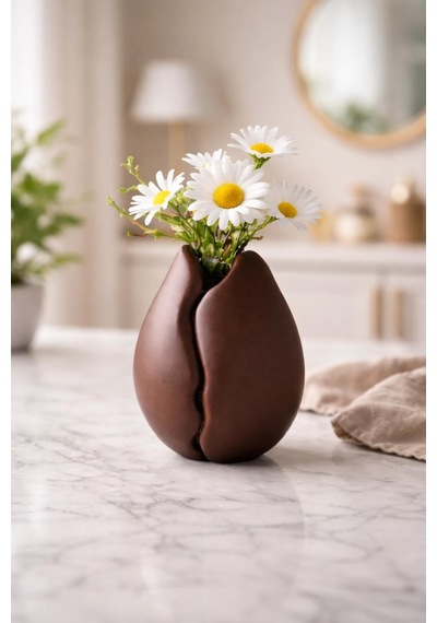 Kahve Çekirdeği Şeklinde Dekoratif Vazo Minimal Modern Ev Dekoru