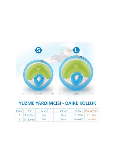 Swimbobo Yüzme Yardımcısı Kolluk Şişme Kolluk Deniz Kolluğu S Mavi Çok Renkli
