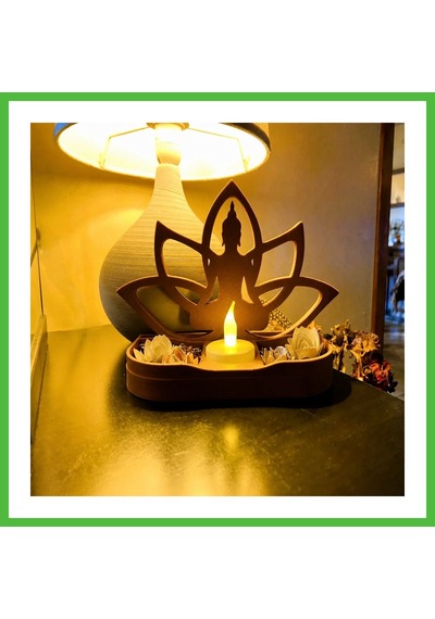 Vaveni 3d Baskı Lotus Buda Mumluk - Dekoratif Tealight Mumluk-kahverengi Arz