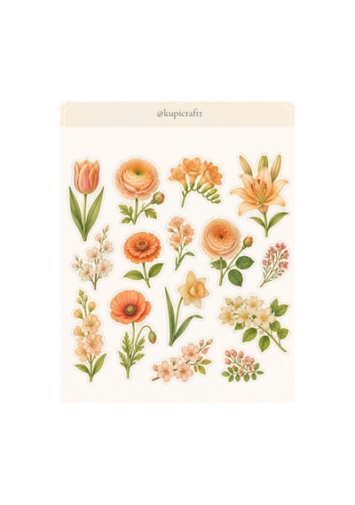 10 Sayfa Çiçek Temalı Sticker Seti Vintage Çiçek Ajanda Scrapbook Journal 0