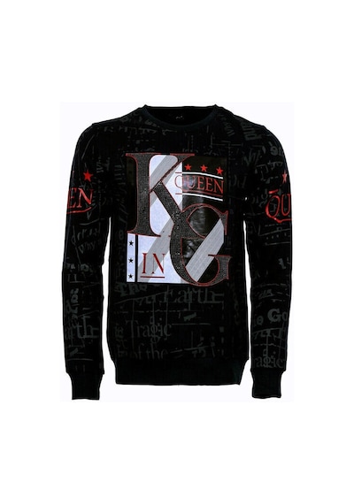 Wessi Siyah Taşlı Ve Desenli Sweatshirt Siyah