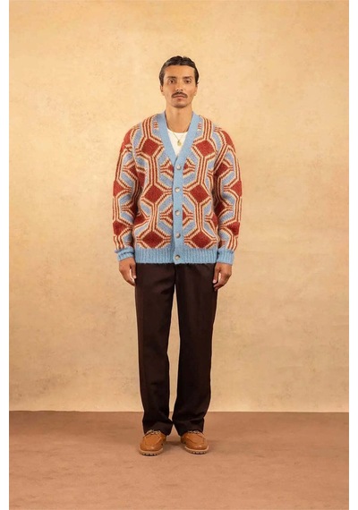 Aymer Şık Le Cardigan Mohair Geometrique - Kırmızı Yün Ve Mohair Triko Hırka