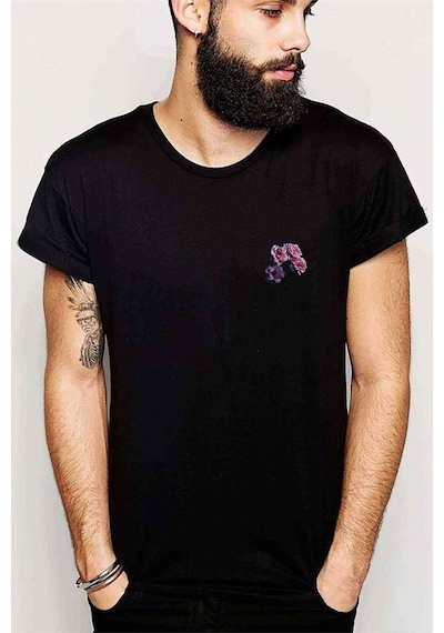 Flower Amoled Baskılı Siyah Erkek Tshirt (528834610)