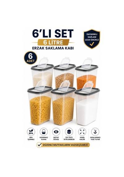 6 Litre Saklama Şeffaf