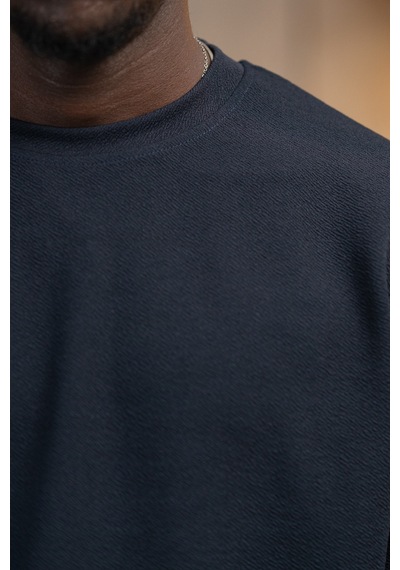 Dorss Regular Fit Armürlü Bisiklet Yaka Likralı Mevsimlik Sweatshirt Lacivert