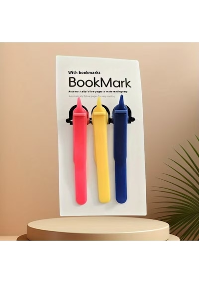 3lü Otomatik Renkli Kitap Ayracı Sayfa Sabitleyici Silikon Okuma Klipsi, Kitap Okuma Aksesuarı