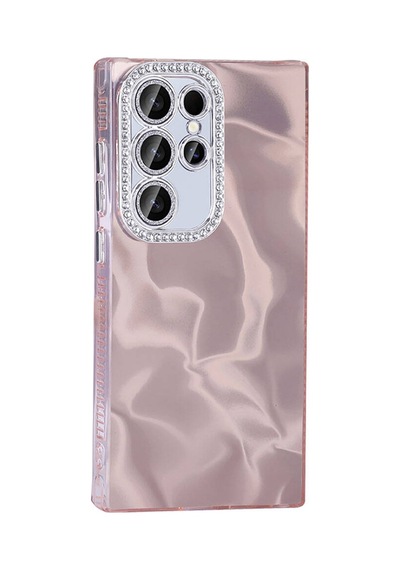 Noktaks - Galaxy S24 Ultra Uyumlu Kılıf Airbagli Parlak Taş Detay Tasarımlı Esila Kapak - Pembe - T32891