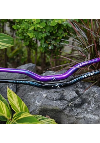 Lunje 78 Cm 35 Rise Açılı Alüminyum 31,8mm Mtb Freeride Gidon Bisiklet Gidonu Direksiyonu Mor