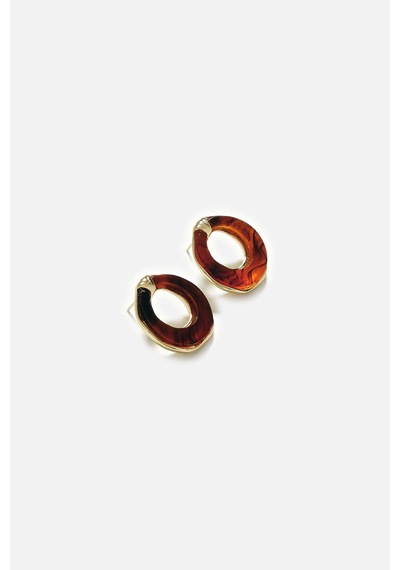 Reçine Oval Halka Küpe Gold