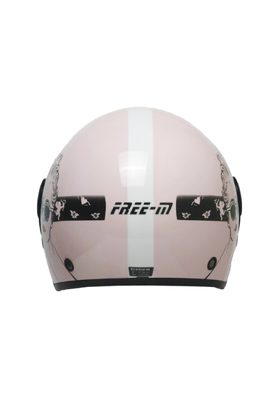 Fr-612 Bella Yarım Kask Pembe-siyah-beyaz Siyah Camlı+güneş Vizörlü