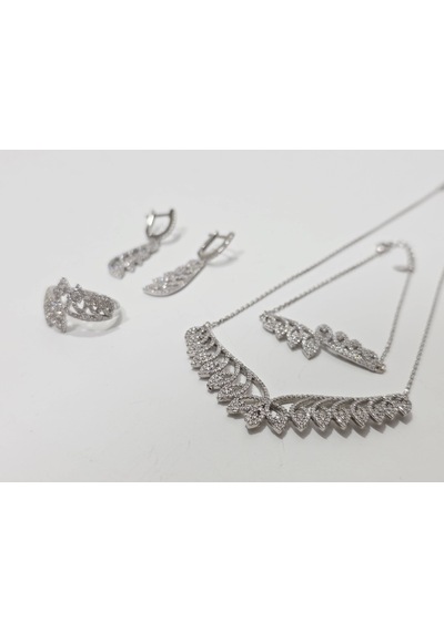 Zirkon Taşlı 925 Ayar Gümüş Rodyumlu Takı Seti 23-28 Gram 004