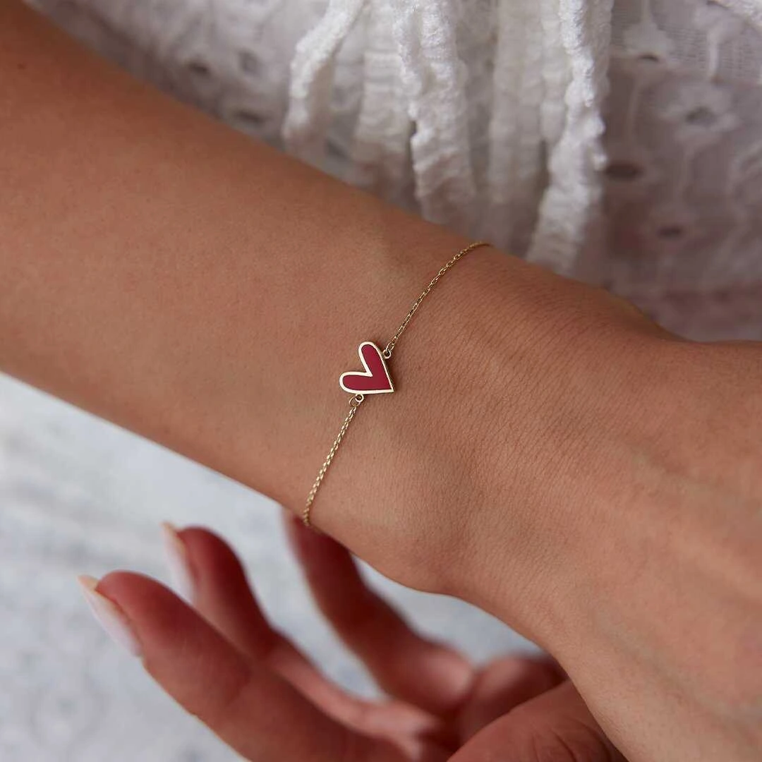 Origami Mineli Kalp Bileklik Sarı