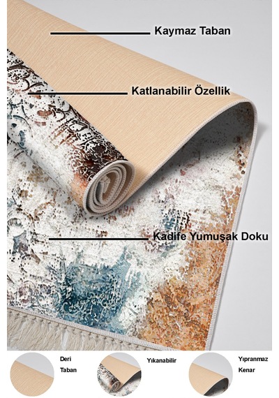 Dekoreko Kaymaz Taban Djt 3 Lü Banyo Paspas Takımı Yıldız Deri Karışık Modern 609m Renkli