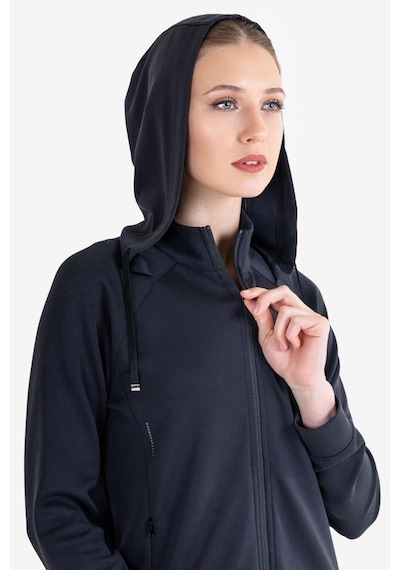 Lescon 23ntbs002109-633 Siyah Kadın Fermuarlı Kapüşonlu Sweatshirt Siyah