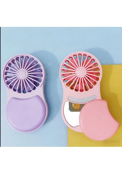 Volkano Katlanabilir Mini Aynalı Fan Led Işıklı 360 Dönebilen Kapak Destek Ayağı Vk-100 Lila