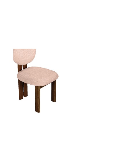 Coco İskandinav Teddy Natural Ahşap Bohem Sandalye Ceviz - Krem