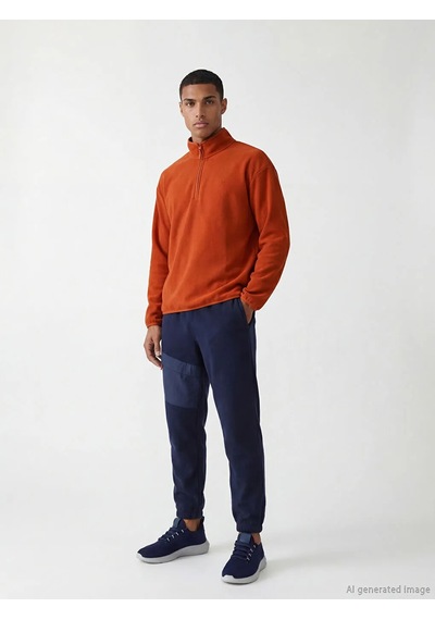 Lc Waikiki Turuncu Dik Yaka Nakışlı Polar Erkek Sweatshirt