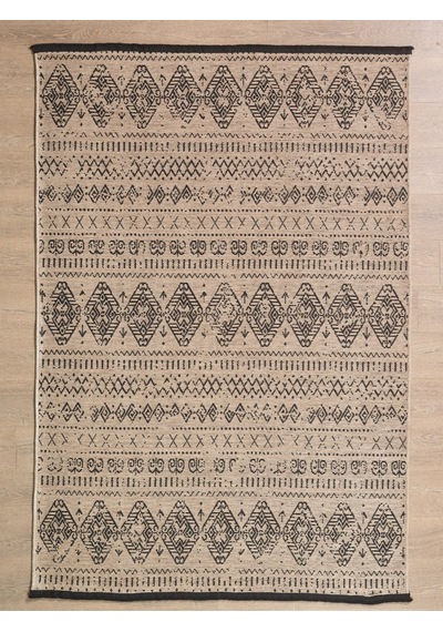 Bohem Tarz Dekoratif Pamuk Taban Şönil Kilim Bej Renk Halı Gri