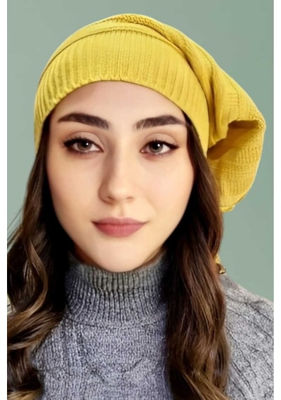 Tezzgelsin Kadın Kışlık Triko Örgü Bere Ve Boyunluk Hardal