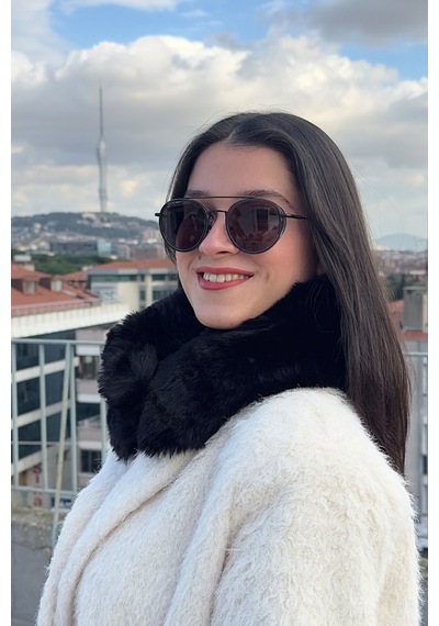 Mollycrush Kadın Siyah Peluş Kürk Boyunluk Mıknatıslı Premium Kışlık Boyunluk Siyah