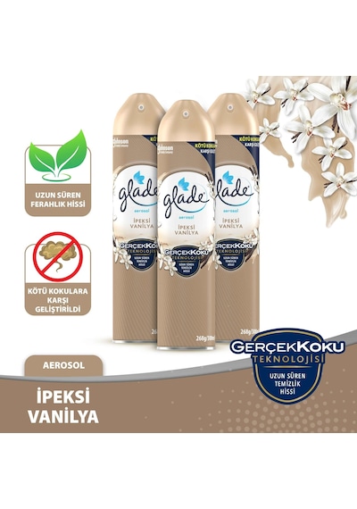 Glade Aerosol Oda Kokusu İpeksi Vanilya 3'lü Set
