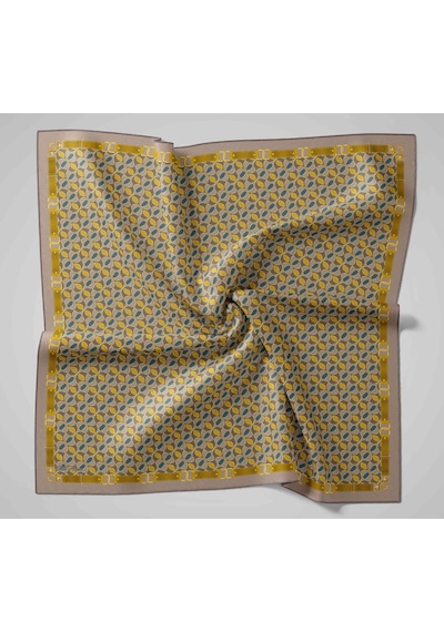 Silk Home Twill İpek Eşarp 11481-27 Vizon, Mavi, Sarı, Yeşil, Koyu Vizon