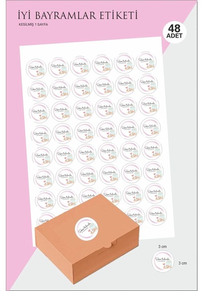 Etiket 3cm İyi Bayramlar Sticker 48 Adet