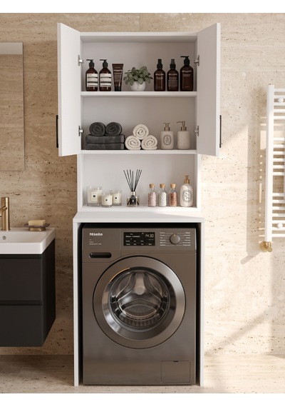 Bleu Çamaşır Makine Dolabı Çok Amaçlı Dolap Banyo Kiler Beyaz