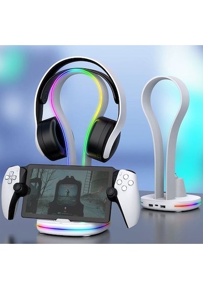 Ps5 Portal Uyumlu Şarj İstasyonu Kulaklık Tutuculu Rgb Stand İpega Pg-p5p23