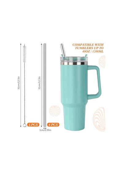 Ekstra Uzun Paslanmaz Çelik Pipet Seti 3 Parça Eğri + Düz + Fırça