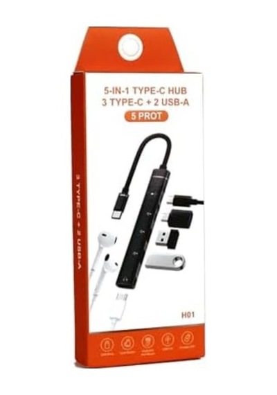 Cr16 5in1 Otg Type-c&apos Den 3ad Type-c, 2ad Usb A Çoklayıcı Type-c Kulaklık Uyumlu Usb C Adaptör Alüminyum Kasa