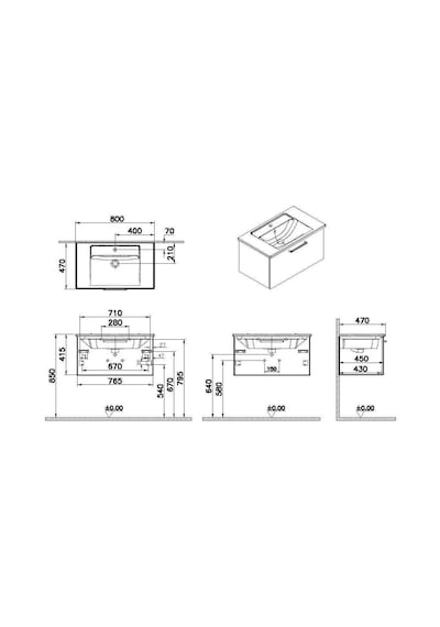 VitrA Root Flat 80Cm Beyaz Çekmeceli Banyo Dolabı Alt Modü Lavabo Çok Renkli VitrA Root Flat 80Cm Beyaz Çekmeceli Banyo Dolabı Alt Modü Lavabo Çok Renkli