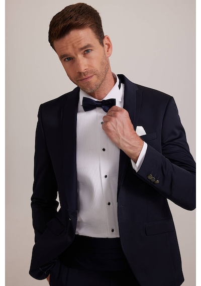 Ysf Erkek Lacivert Slim Fit Kırlangıç Yaka Damatlık