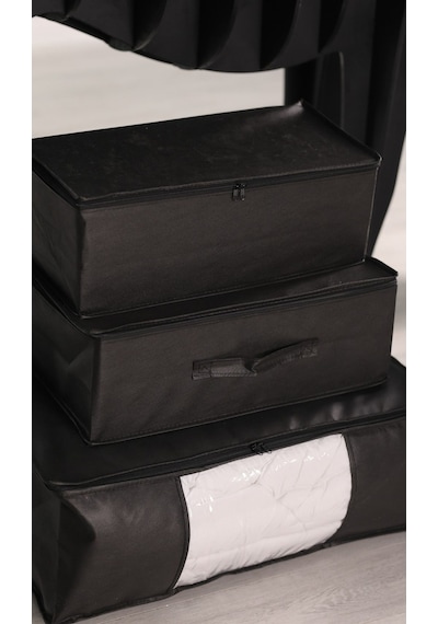 5'li Set 53 X 44 X 21 Cm Baza Altı & Dolap Içi Organizer, Yorgan & Yastık Düzenleyici Hurç Siyah