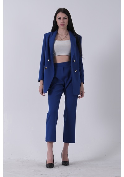Feminist Saks Blazer Ceket Pantolon İkili Takım 0106305.26 Saks