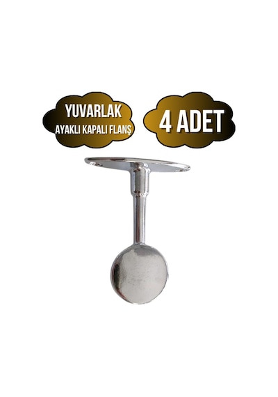 Yuvarlak Ayaklı Kapalı Askı Borusu Flanşı Mobilya Yuvarlak Boru Flanşı Metal Boru Çapı:25mm 4 Adet Krom