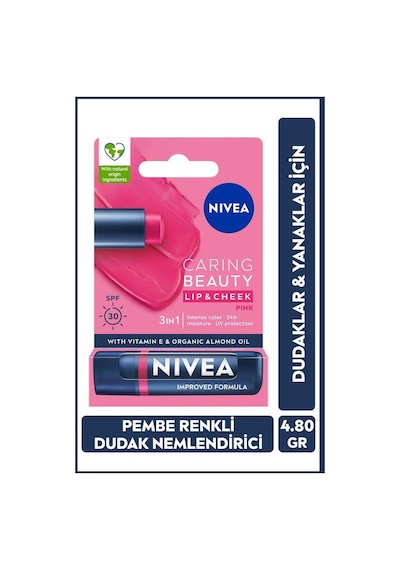Nivea 3'ü 1 Arada Nemlendirici Dudak Bakım Kremi Pink 4.8 G