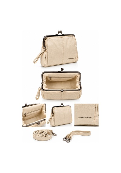 Just Polo Kadın Çift Askılı Çanta 18x20 Cm Fermuarlı Günlük Omuz Ve El Çantası Krem