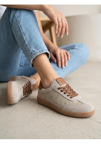 Venüs 2609922k Kadın Hakiki Deri Süet Desenli Sneaker Ayakkabı Taş