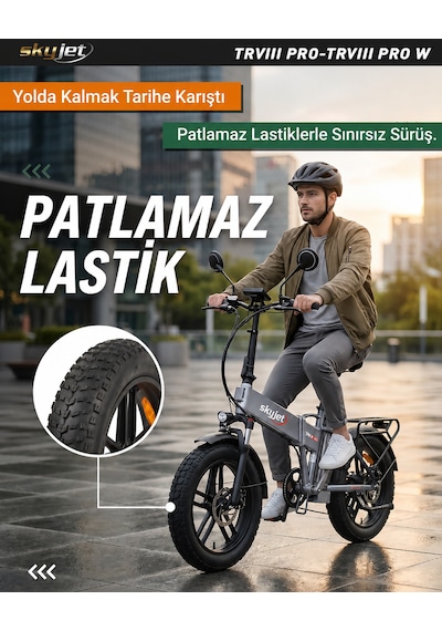 Skyjet Trvııı Pro 1000w Elektrikli Bisiklet Ayna Çanta Ve El Gazı Hediyeli Gri